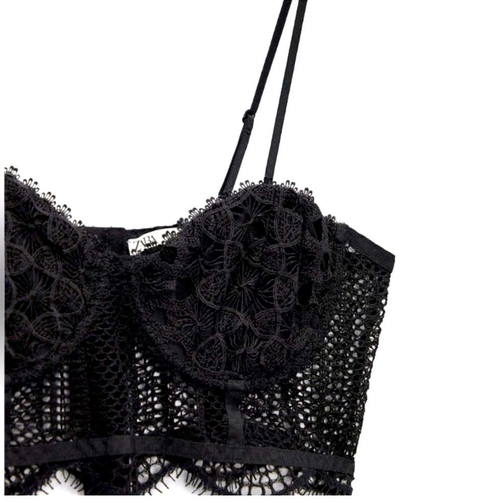 Zara Lace Bustier Top Black